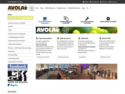Avola Kaffeesysteme desktop responsive